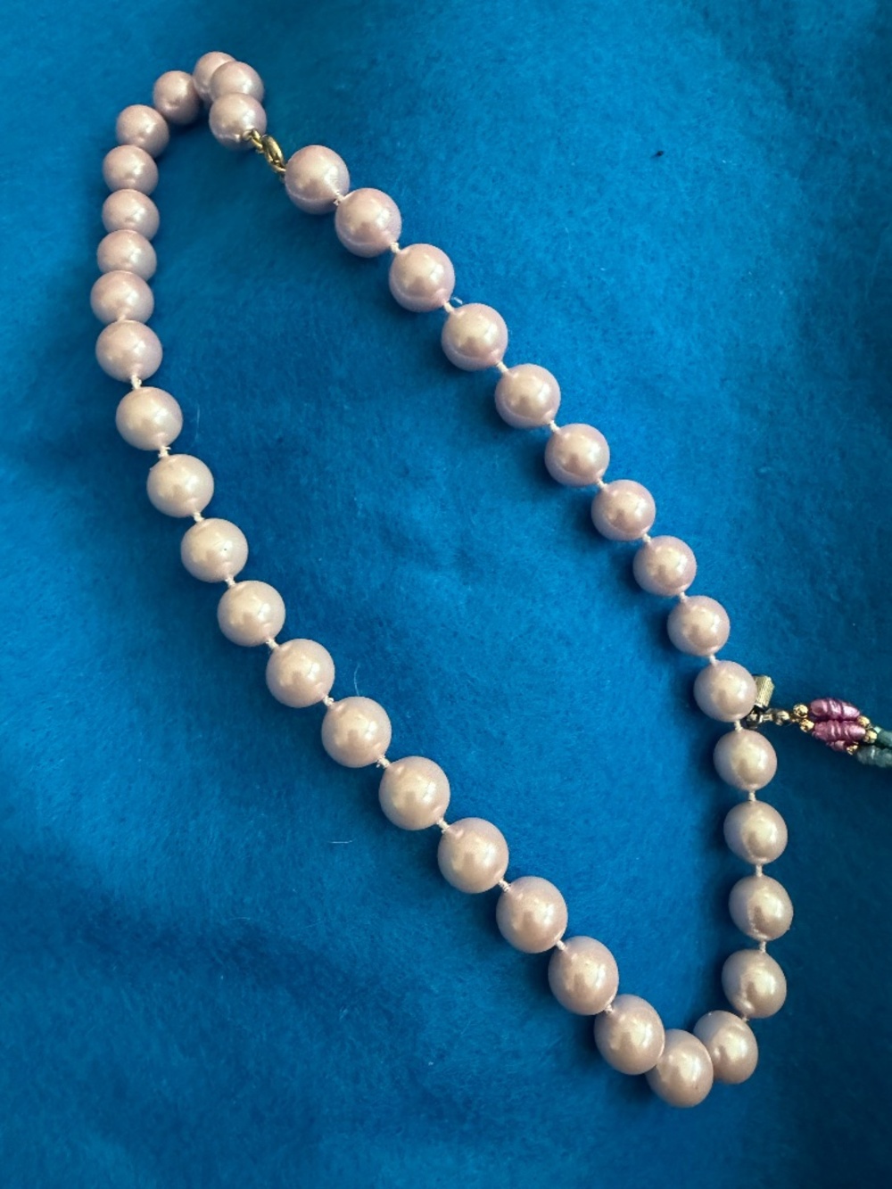 Vintage Hand-Knotted Blush Pink Faux Pearl 18” Strand Necklace